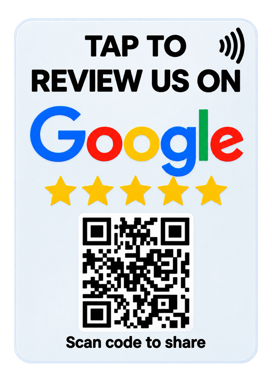 Tarjeta NFC blanca para reseñas de Google