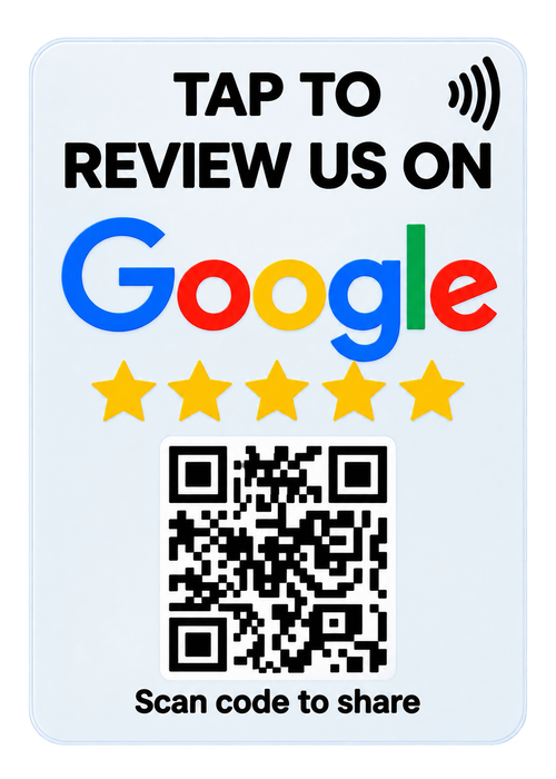 Tarjeta NFC blanca para reseñas de Google